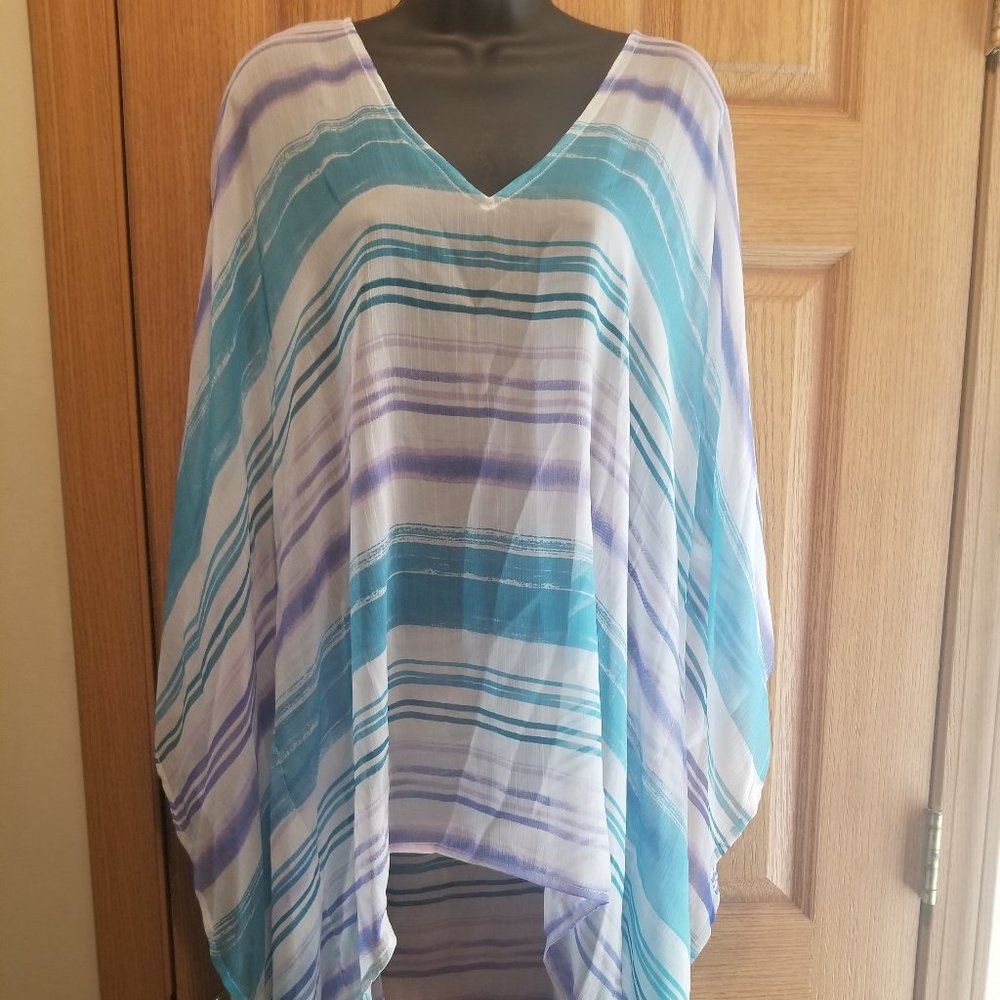 14th & Union V-Neck Sheer Blouse/Cover Up NWT!